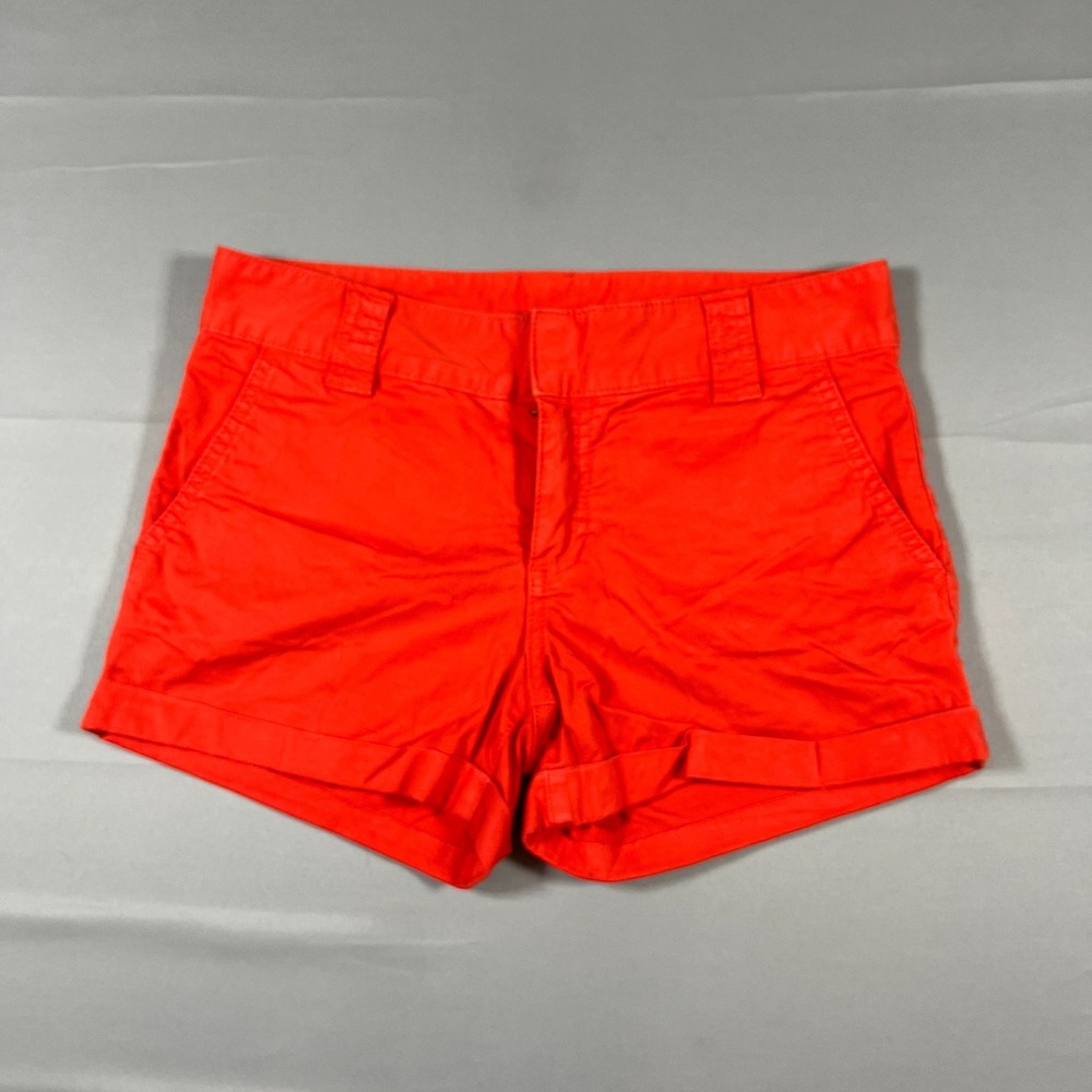 Tory Burch Cuffed Shorts Womens 27 Orange Cotton Stretch Zip Fly Casual Wear